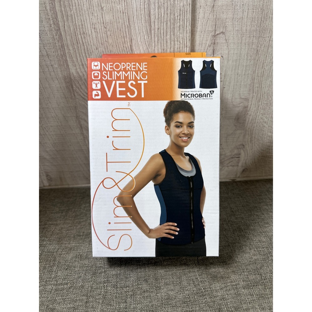 Slim & Trim Womens Neoprene Slimming Racerback Vest Front Zip Large Microfresh